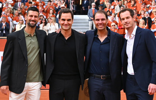 De izquierda a derecha, Novak Djokovic, Roger Federer, Rafael Nadal y Andy Murray - Foto tomada de @rafaelnadal