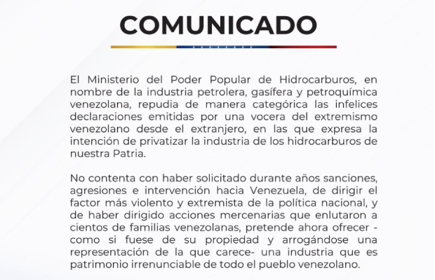 Ministerio de Hidrocarburos rechazó declaraciones sobre posible privatización de recursos energéticos | Televen