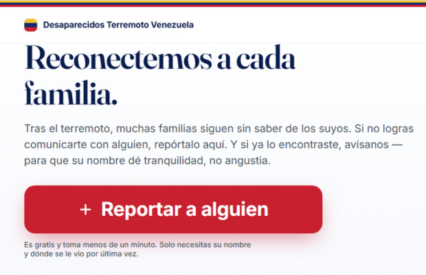 Terremotos en Venezuela: Habilitan plataforma digital para reportar y localizar a personas desaparecidas