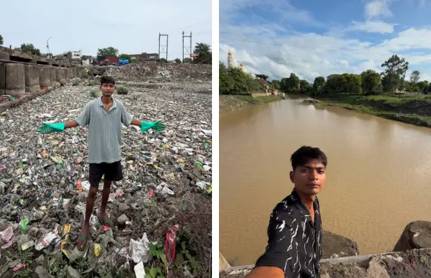 Joven de 20 años encabeza en solitario la limpieza masiva de ríos en la India